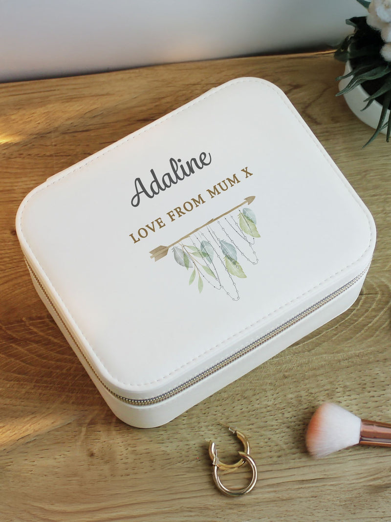 PMC Arrow personalised travel jewellery box with floral print, UK version