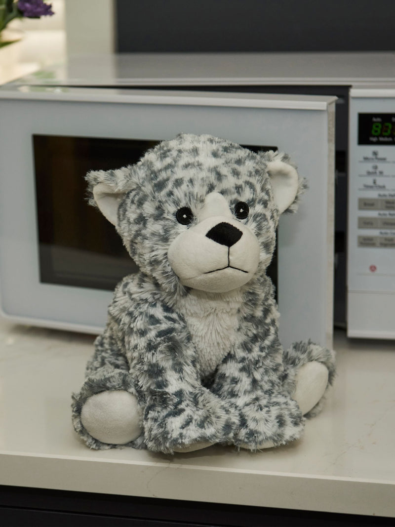 Warmies grey large snow leopard heatable soft toy, UK version