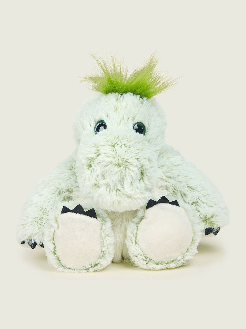 Warmies green large marshmallow dinosaur heatable soft toy, UK version