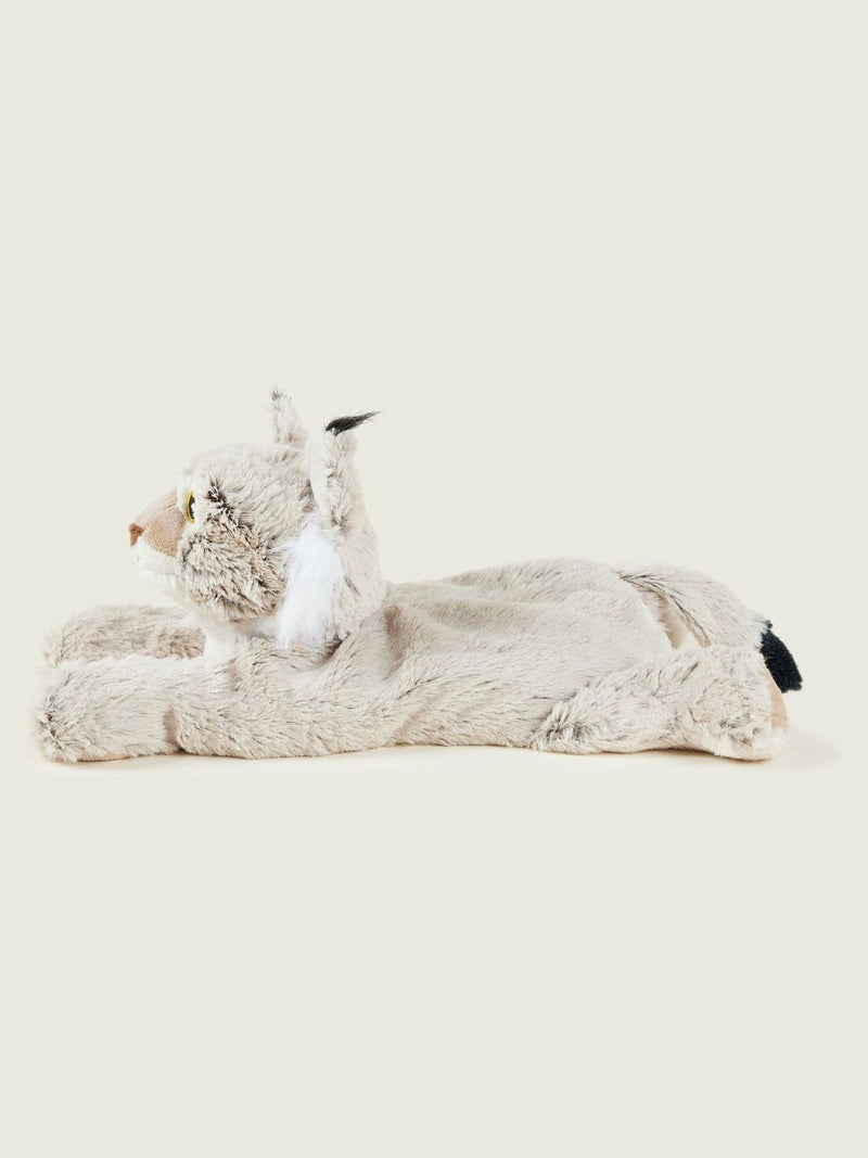 Warmies beige large bobcat heatable soft toy, imported from the UK