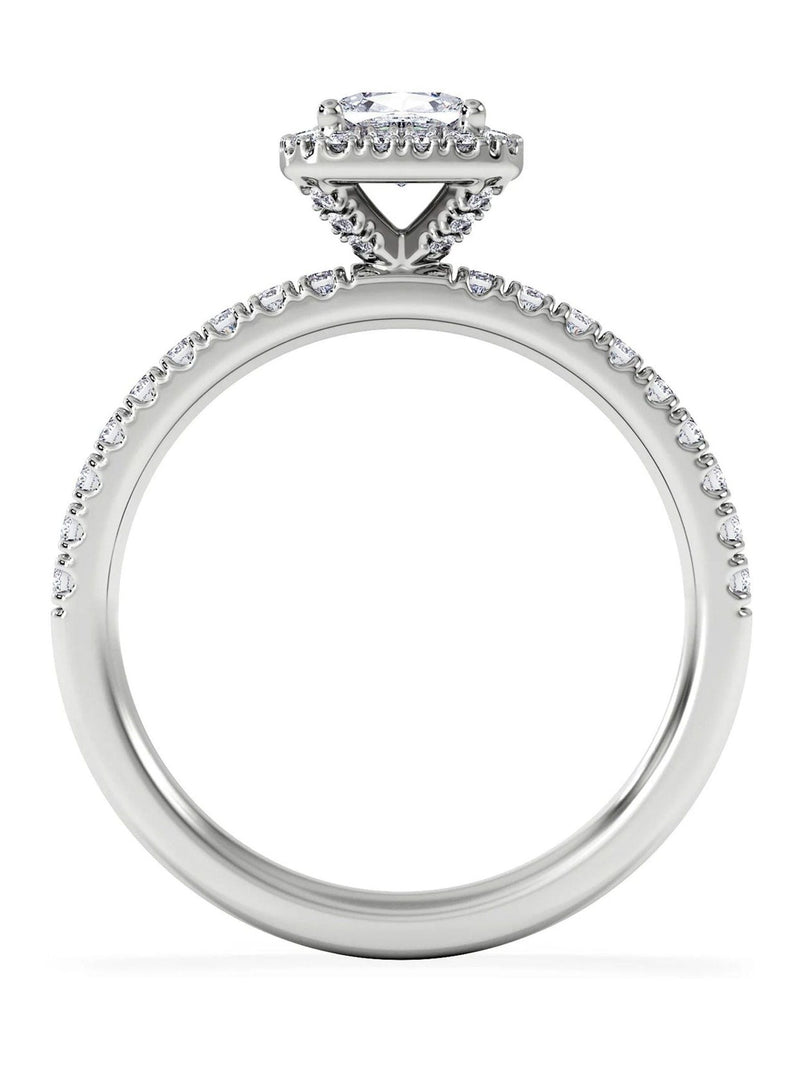 The Diamond Store White Beatrice princess cut lab diamond halo engagement ring 1.00ct (British brand)