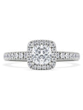 The Diamond Store White Beatrice princess cut lab diamond halo engagement ring 1.00ct (British brand)