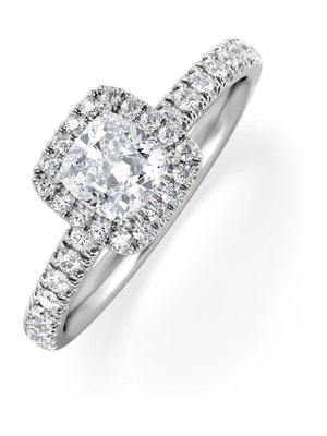 The Diamond Store White Beatrice Princess Cut Lab Diamond Halo Engagement Ring 1.00ct