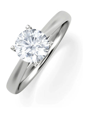 The Diamond Store White Grace 1.00ct F/VS1 Round Cut Lab Diamond Solitaire Engagement Ring in 18K White Gold