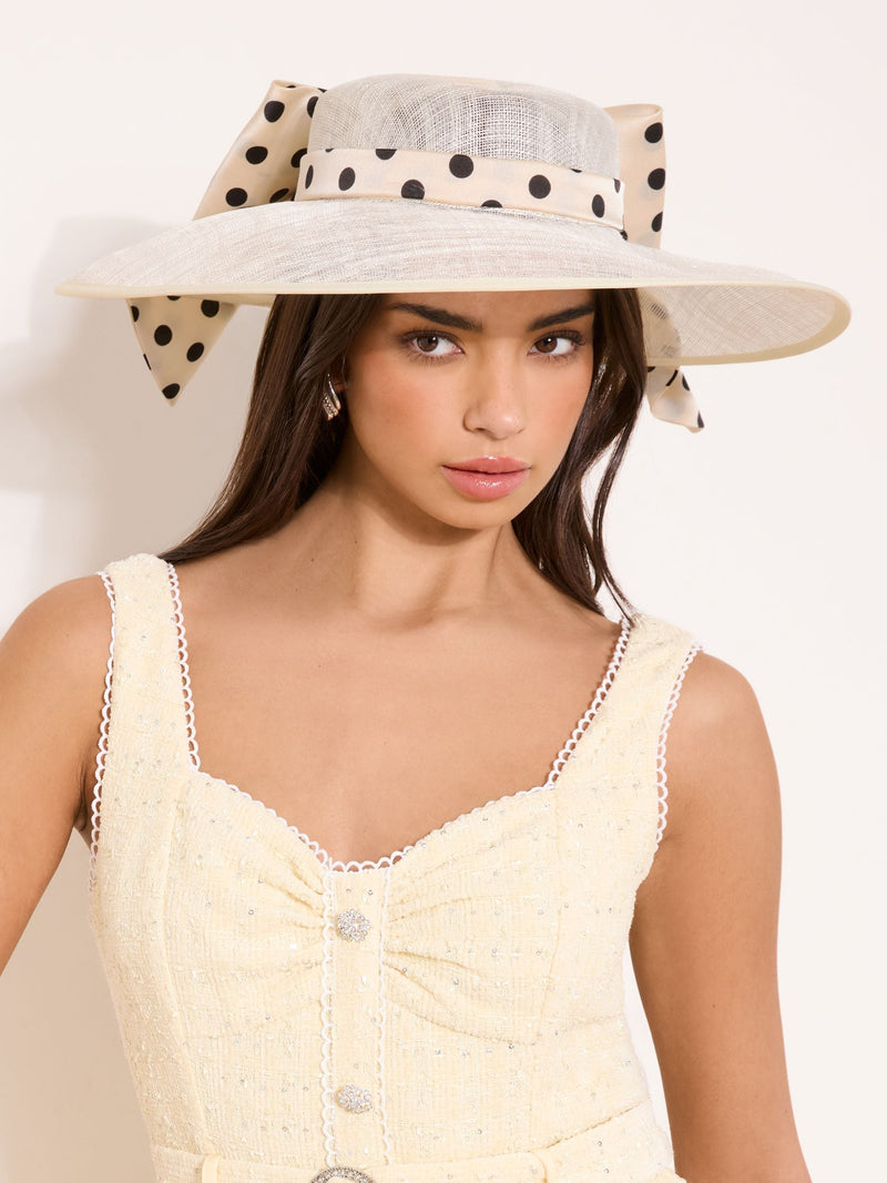 Lipsy cream polka dot oversized bow fascinator hat - British product