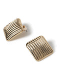 Aela gold tone ridge square stud earrings, UK version