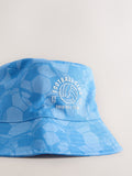 Blue football-print bucket hat for kids 3-13, UK version
