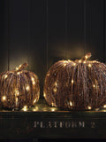 Lights4fun brown rattan light up pumpkins set of 2, UK version