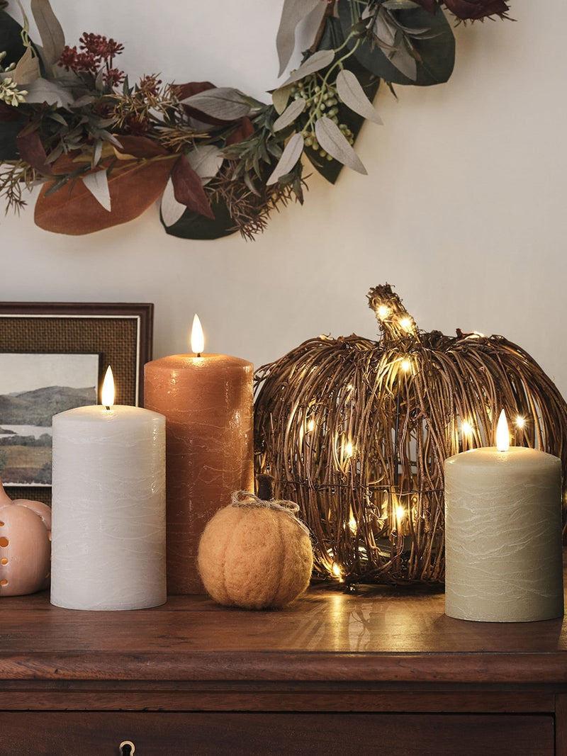 Lights4fun brown rattan light up pumpkins set of 2, UK version