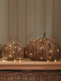 Lights4fun brown rattan light up pumpkins set of 2, UK version