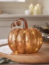 Next Lights4fun Multicoloured Amber Mercury Glass Light Up Pumpkin Decoration- Buy online at McGrocer