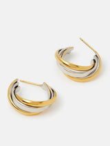 Next Accessorize Gold Tone Stainless Steel Mixed Metal Twist Hoop Earrings- Buy online at McGrocer
