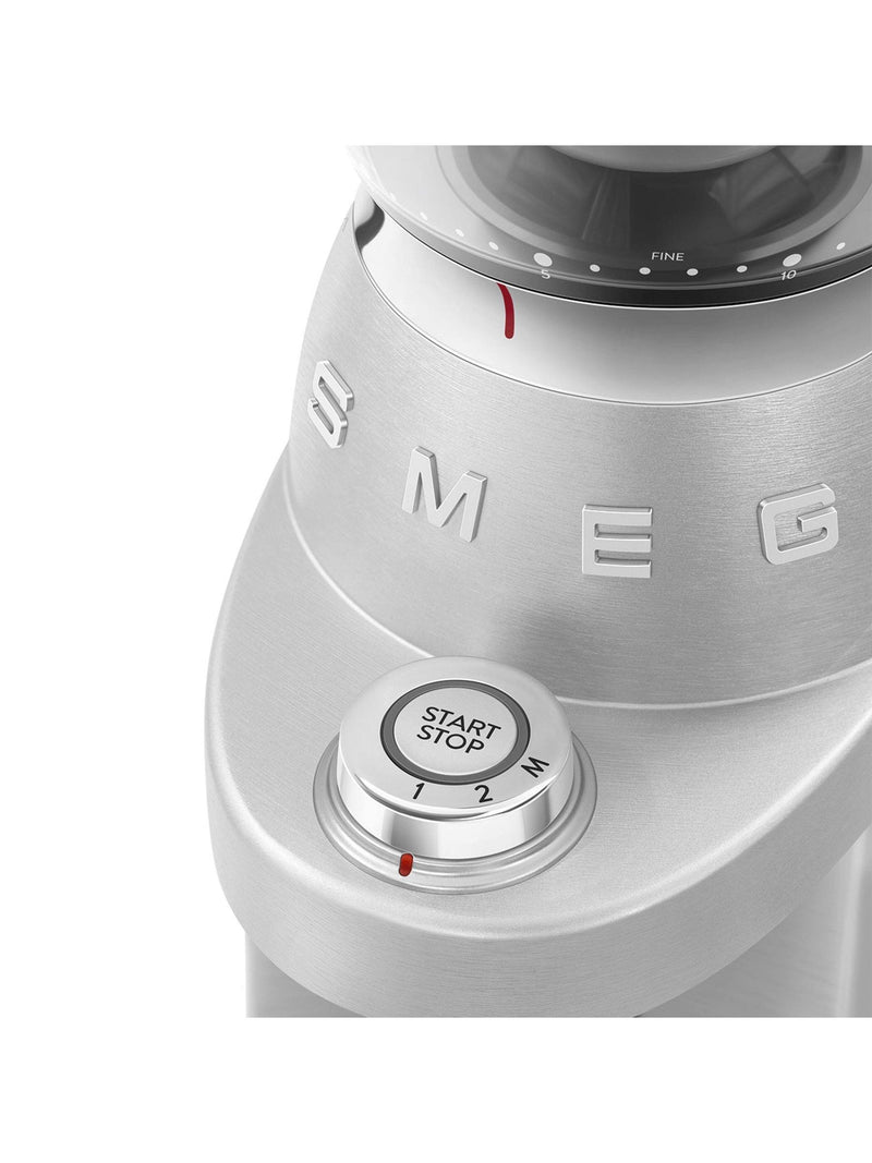 Smeg stainless steel conical burr coffee grinder, UK version