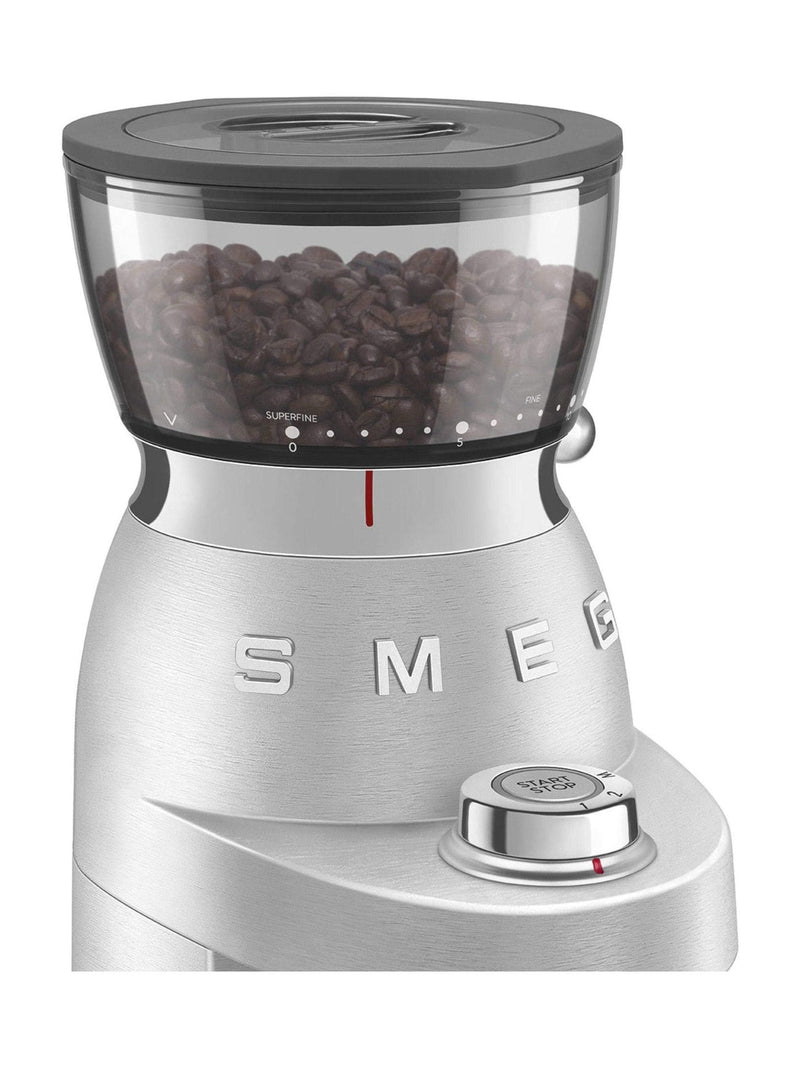 Smeg stainless steel conical burr coffee grinder, UK version