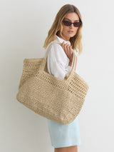 Next Reiss Natural Evelyn Raffia-Effect Cut-Out Tote Bag- Buy online at McGrocer
