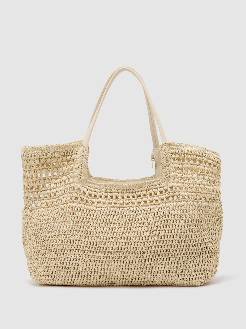 Reiss tote bag raffia-effect cut-out (British brand)