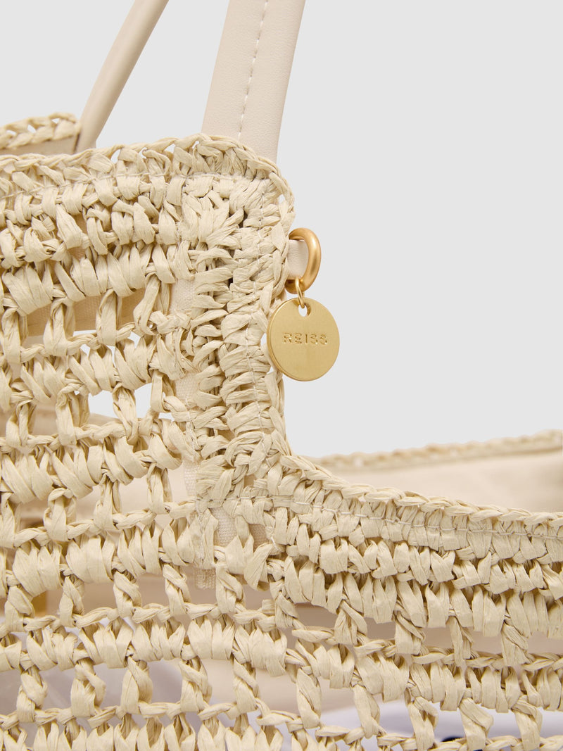 Reiss tote bag raffia-effect cut-out (British brand)