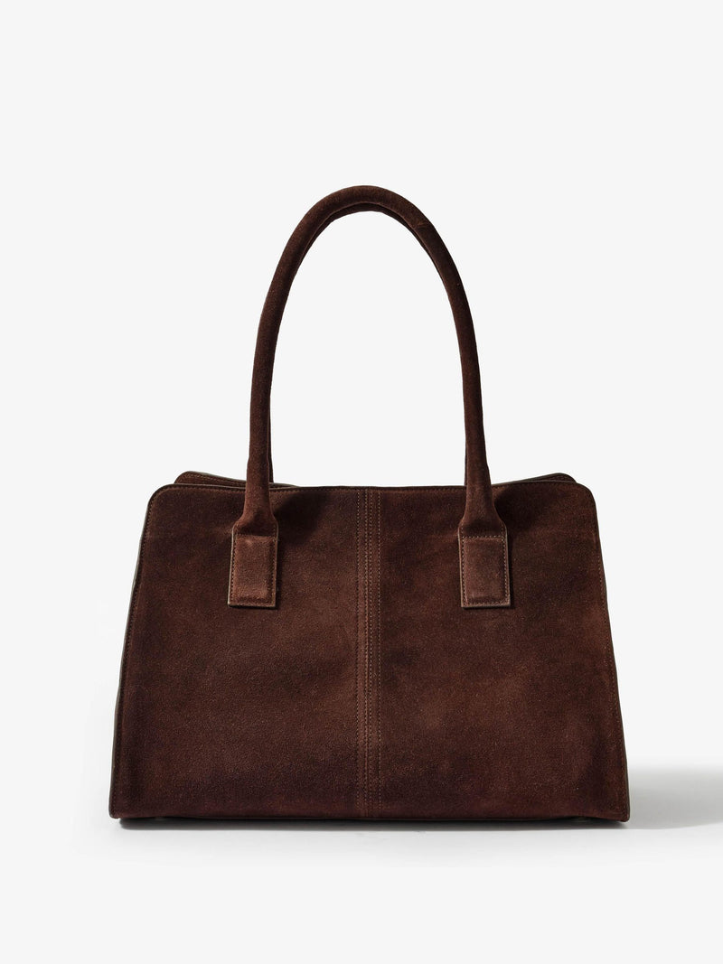 Mint Velvet brown rue suede tote bag (British brand)