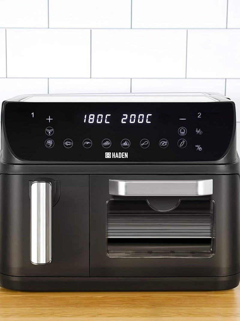 Haden 12L dual drawer air fryer black, imported from the UK