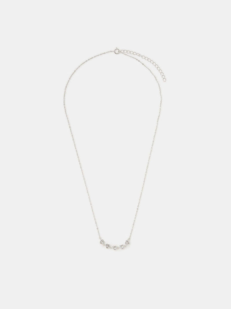 Sterling Silver Diamante Heart Chain Necklace
