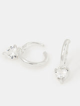 Next Accessorize Sterling Silver Diamanté Heart Drop Hoop Earrings- Buy online at McGrocer
