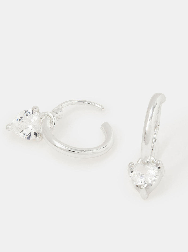 Accessorize diamanté heart drop hoop earrings - British product