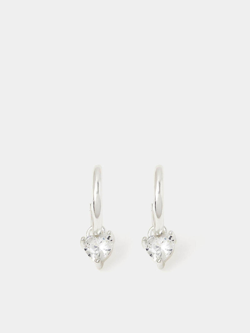 Accessorize diamanté heart drop hoop earrings - British product