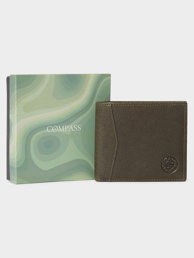 Osprey London Compass Green Leather Card Wallet, imported from the UK