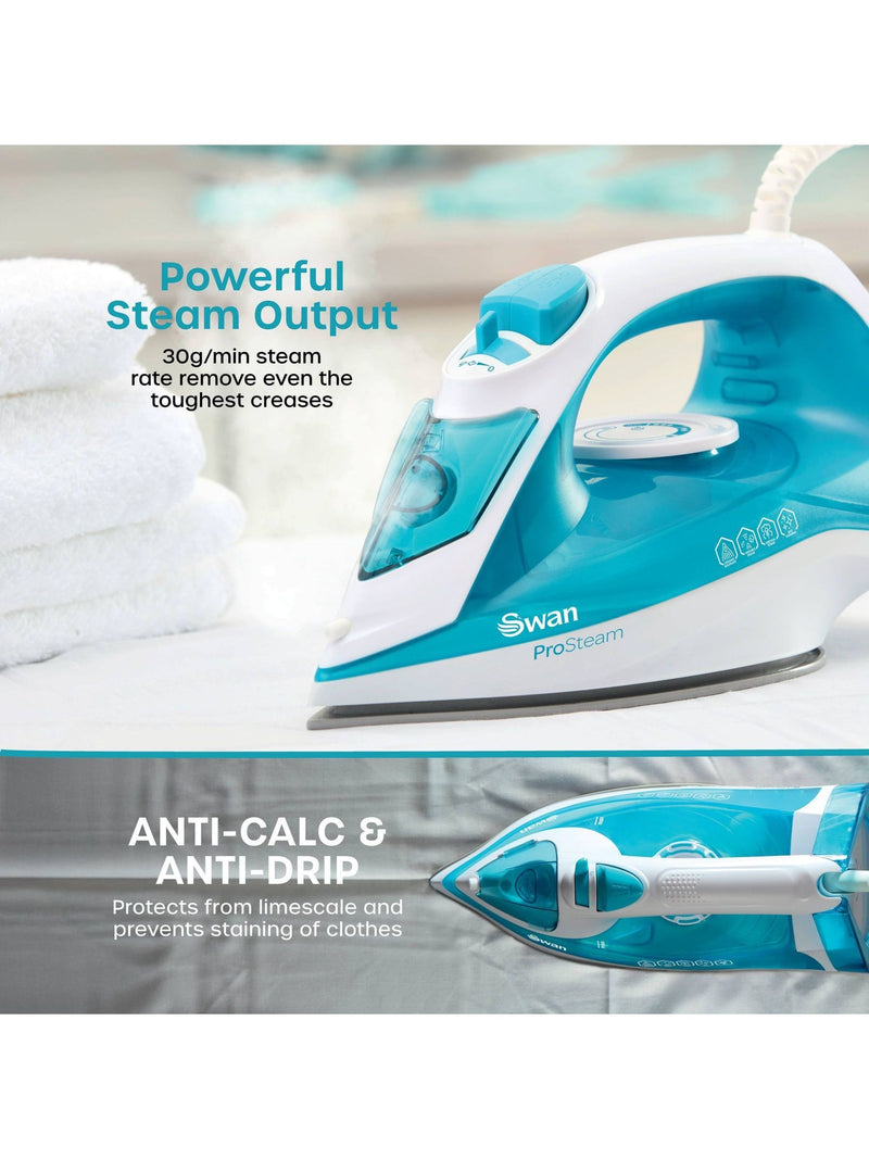 Swan White Aqua steam iron with ceramic soleplate, UK version