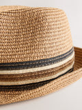 Light brown trilby hat, paper polyester blend, UK brand