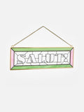 Oliver Bonas Pink Salut glass wall art, imported from the UK