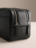 Black Signature Leather Washbag premium toiletry bag (British brand)
