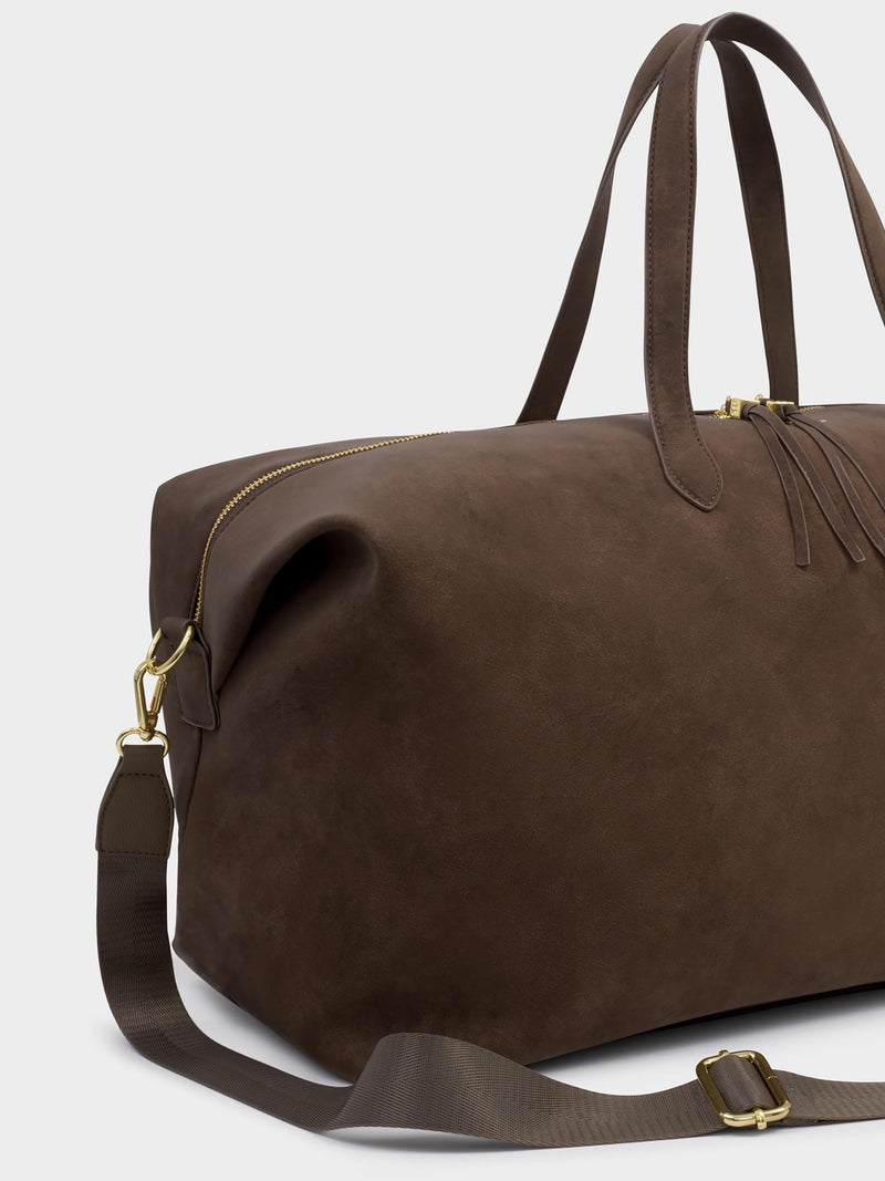 Katie Loxton chocolate suedette weekend bag - British product