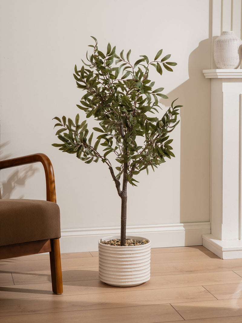 Scottish Everlastings artificial olive tree in ceramic pot 110cm, UK version