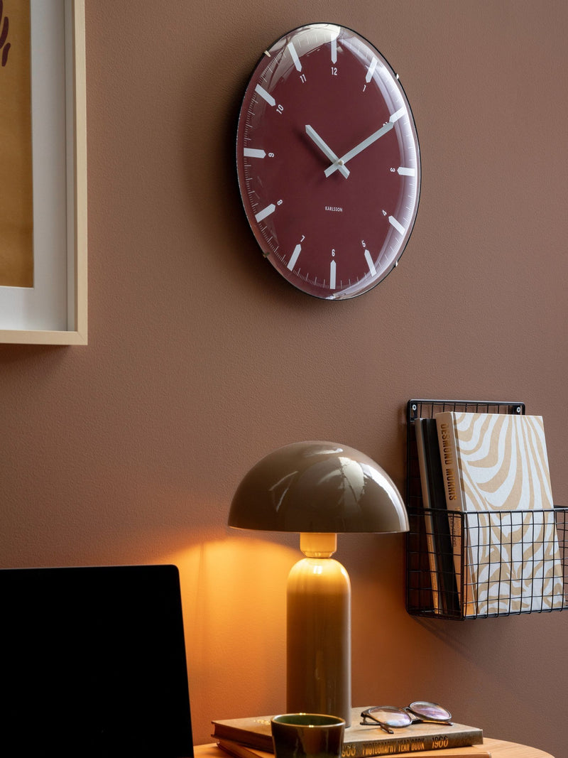 Karlsson Burgundy Red Realista Dome Wall Clock
