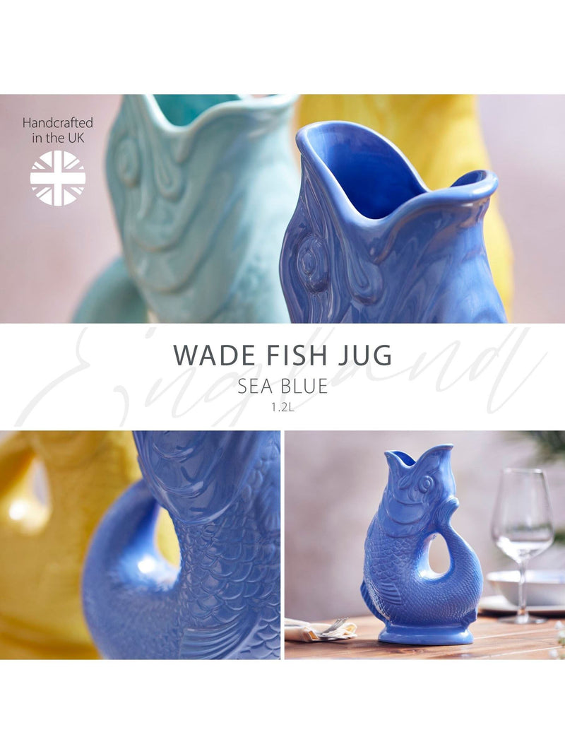 Wade Sea Blue Large Original Gurgle Fish Jug 1.2L, imported from the UK