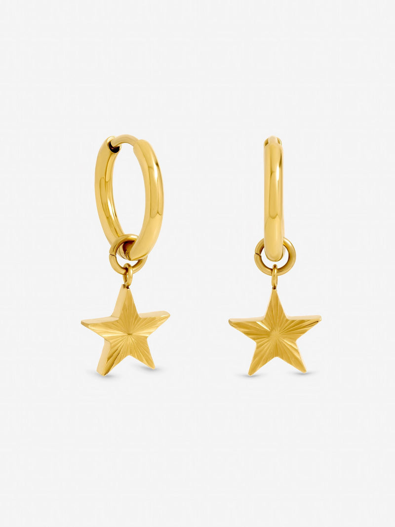 Jon Richard gold tone huggie earrings with star design - British product