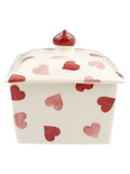 Emma Bridgewater cream pink hearts small butter dish (British brand)