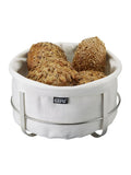 GEFU bread basket with white cotton inset and stainless steel rack, UK version
