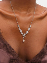 Next Jon Richard Silver Tone Crystal and Freshwater Pearl Y-Drop Necklace- Buy online at McGrocer