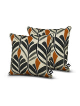 Next Extreme Lounging Art Range B-Cushions 2 Pack Tribal Leaf White Outdoor Cushions 43x43cm- Buy online at McGrocer