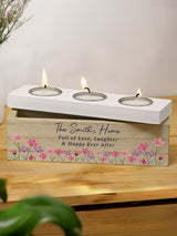 Next PMC Personalised Floral Wooden Triple Tea Light Box ONE- Buy online at McGrocer