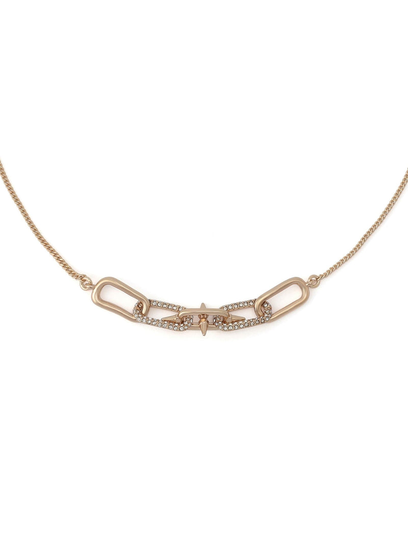 AllSaints gold tone bib necklace with pavé spikes (British brand)