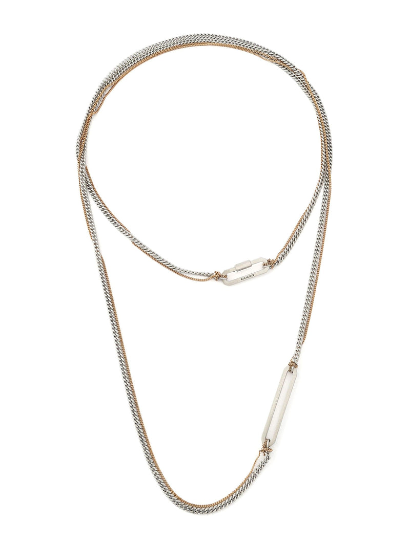 AllSaints April Wrap Strand necklace silver tone cubic zirconia, UK version