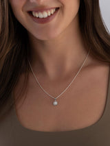 Next Beaverbrooks Silver Cubic Zirconia and Freshwater Cultured Pearl Pendant 45cm Chain- Buy online at McGrocer