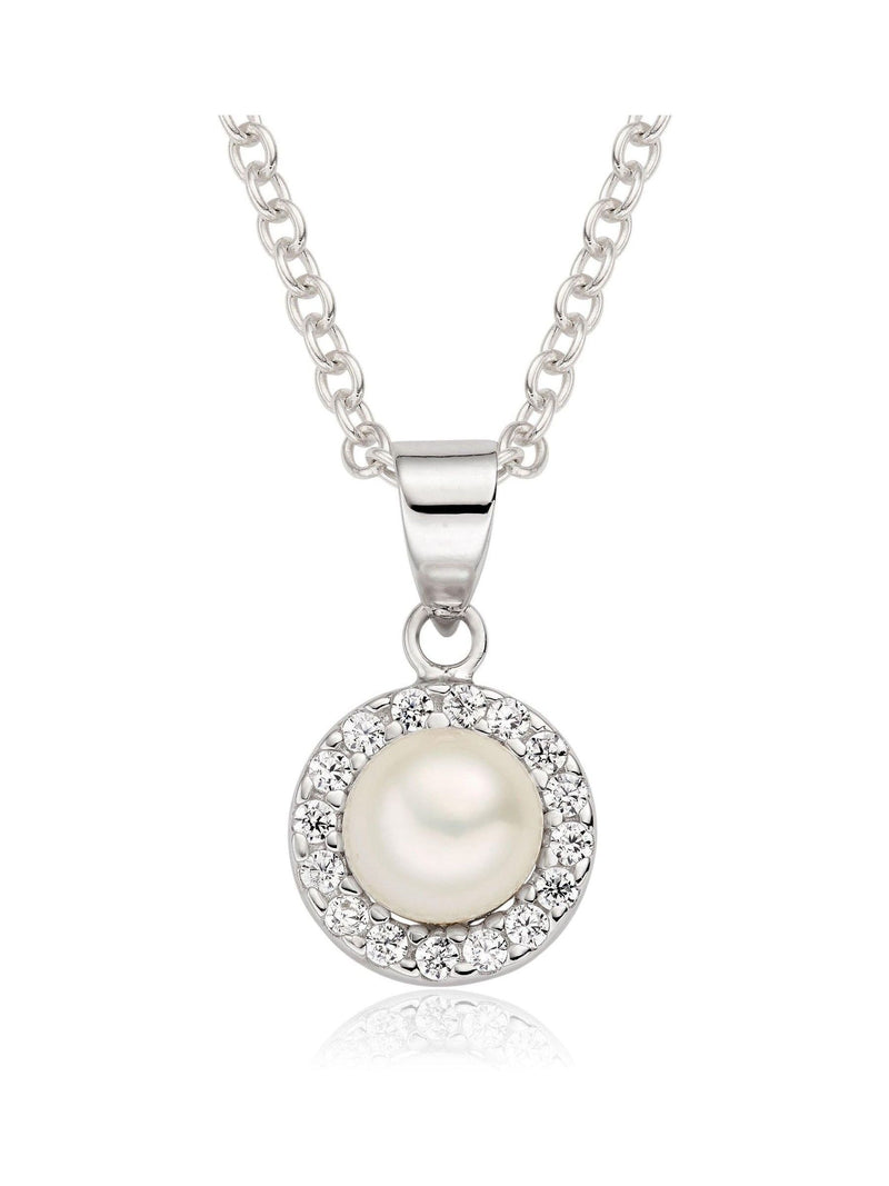 Beaverbrooks cultured pearl cubic zirconia pendant (British brand)