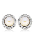 Beaverbrooks silver cubic zirconia pearl earrings 8mm (British brand)