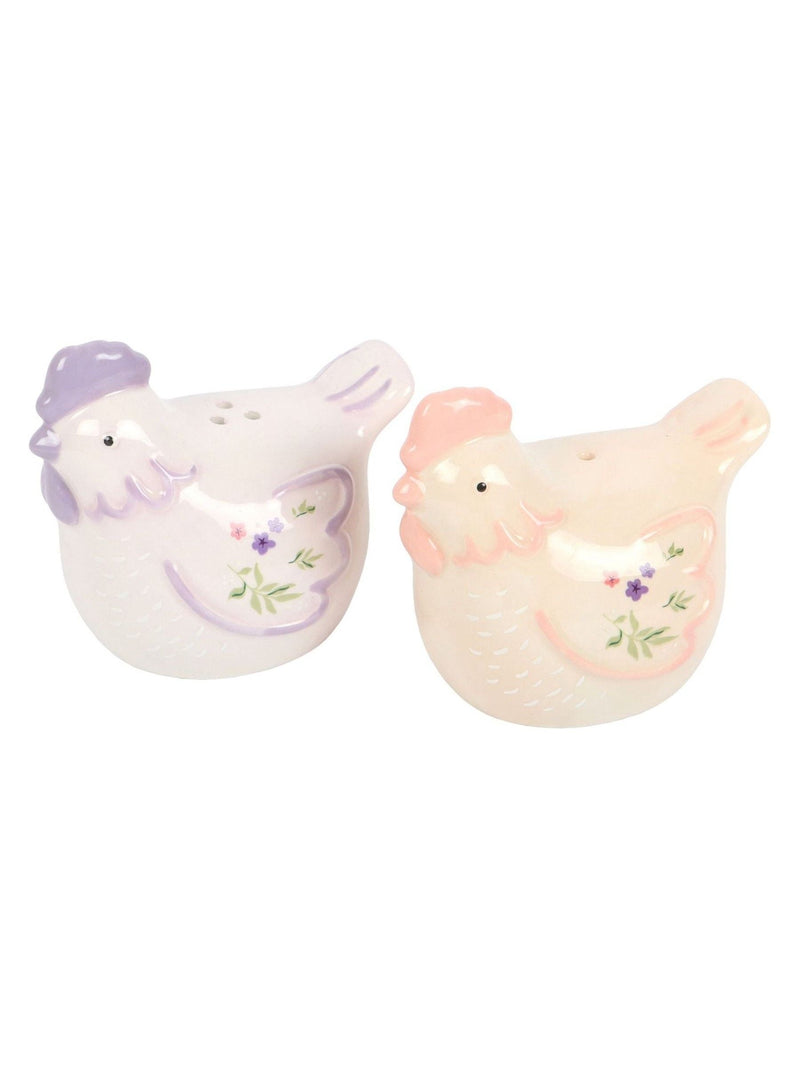 Something Different hen salt and pepper shakers ceramic pastel (British brand)