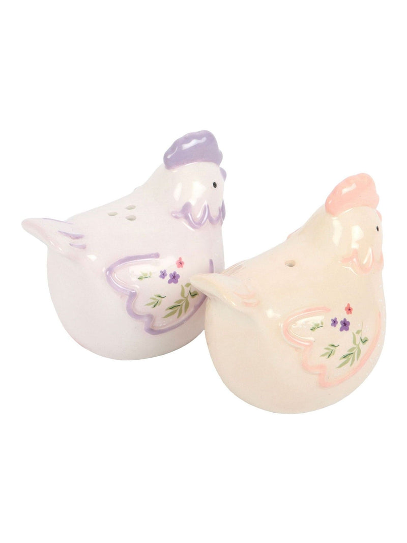 Something Different hen salt and pepper shakers ceramic pastel (British brand)