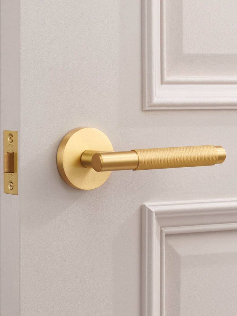 Pushka Home gold knurled lever door handles set, British product